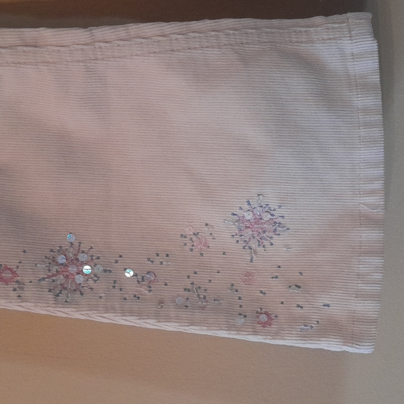 Gap Kids Cream Corduroy Flare Stretch Pants NWT Sparkle Size 6 Reg. - Picture 2 of 4